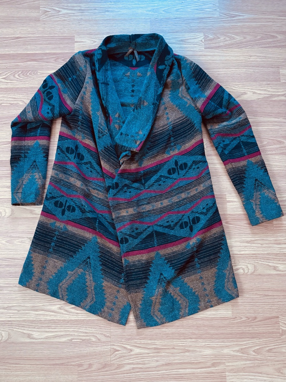 Stetson Women's Southwest Western Aztec Knit Open Wool Blend Cardigan Sz S